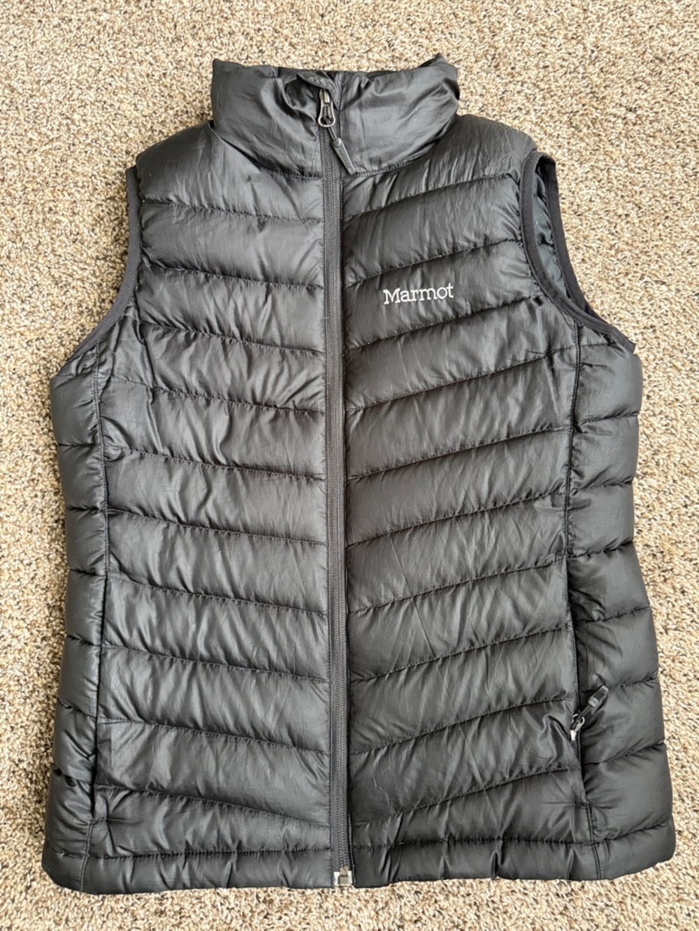 Marmot Black Puffer Down Vest with Logo